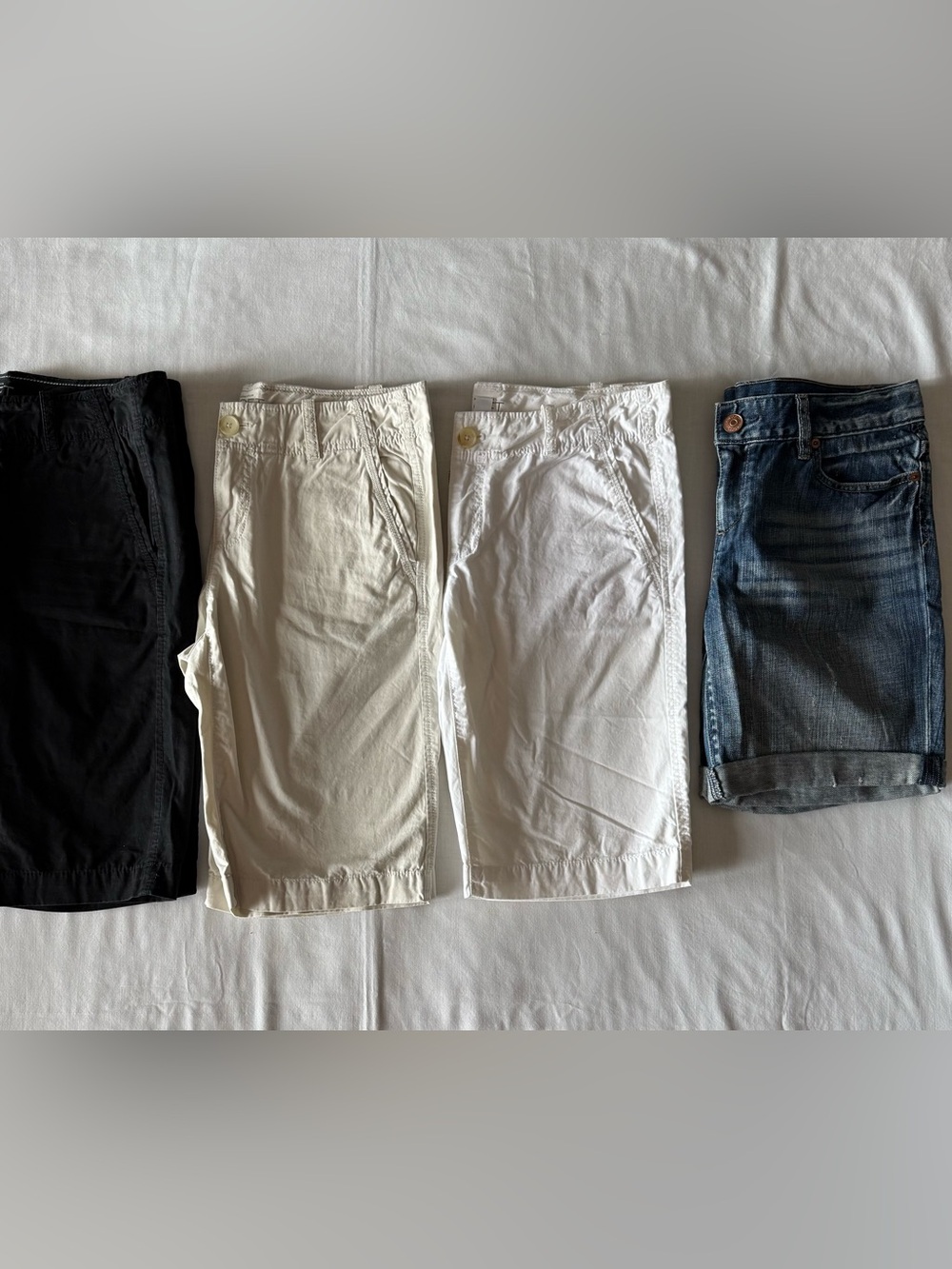 Bundle of 4 LOFT Women's Casual Shorts Size 4 - 100% Cotton Chino & Denim